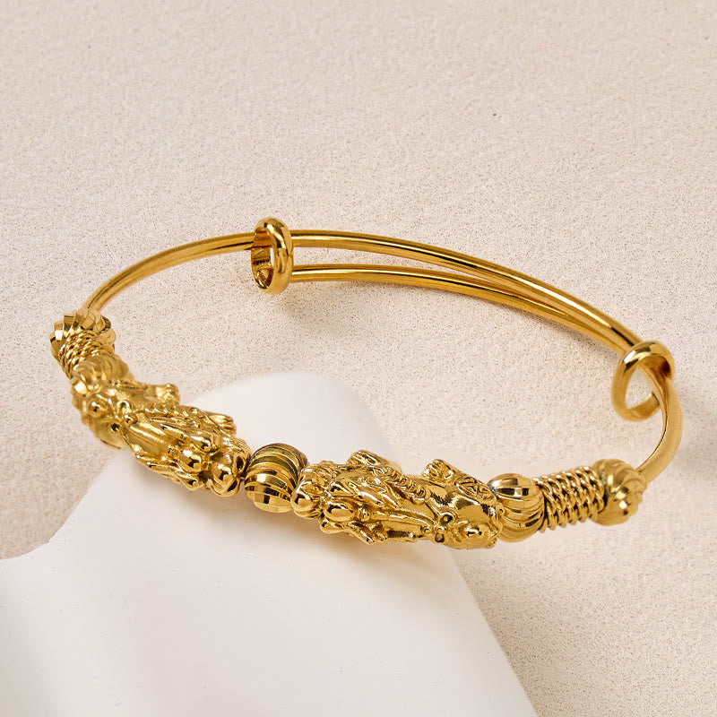FuAttract Double Pixiu Gold Wealth & Prosperity Bracelet Bangle - Pixiu - image 0