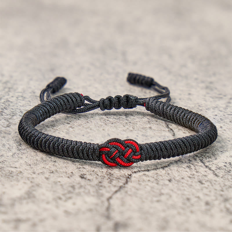 FuAttract Buddhist Tibetan Lucky Knot Rope Bracelet Sliding Knot Cord - Black - image 0
