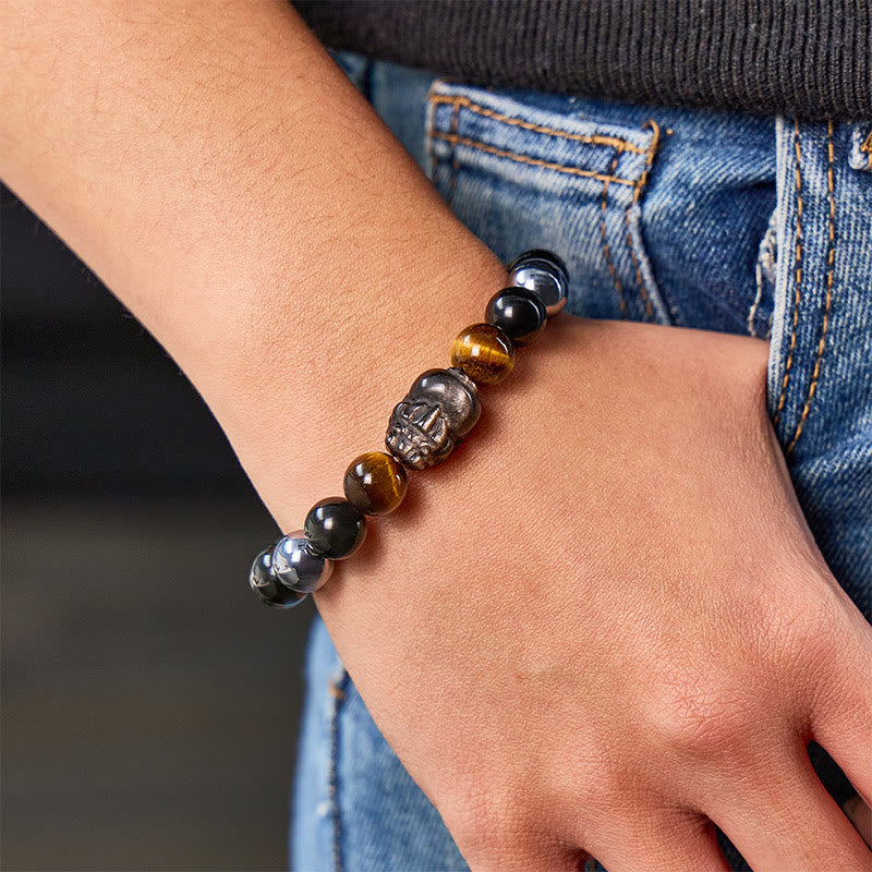 FuAttract Energy Balance Tiger Eye Terahertz Obsidian Pixiu Wealth Bracelet - image 2