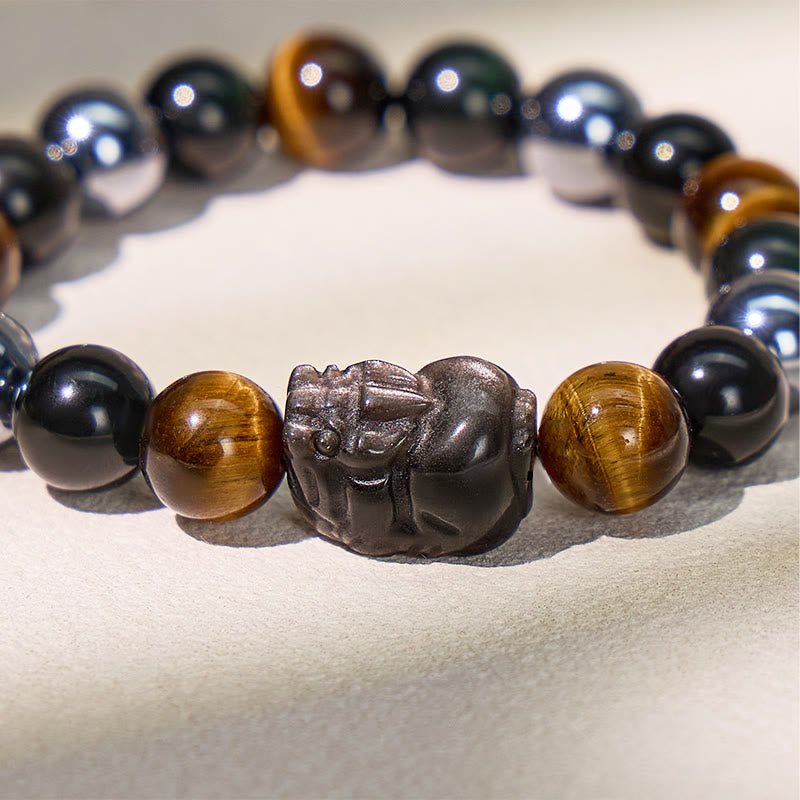FuAttract Energy Balance Tiger Eye Terahertz Obsidian Pixiu Wealth Bracelet - image 5