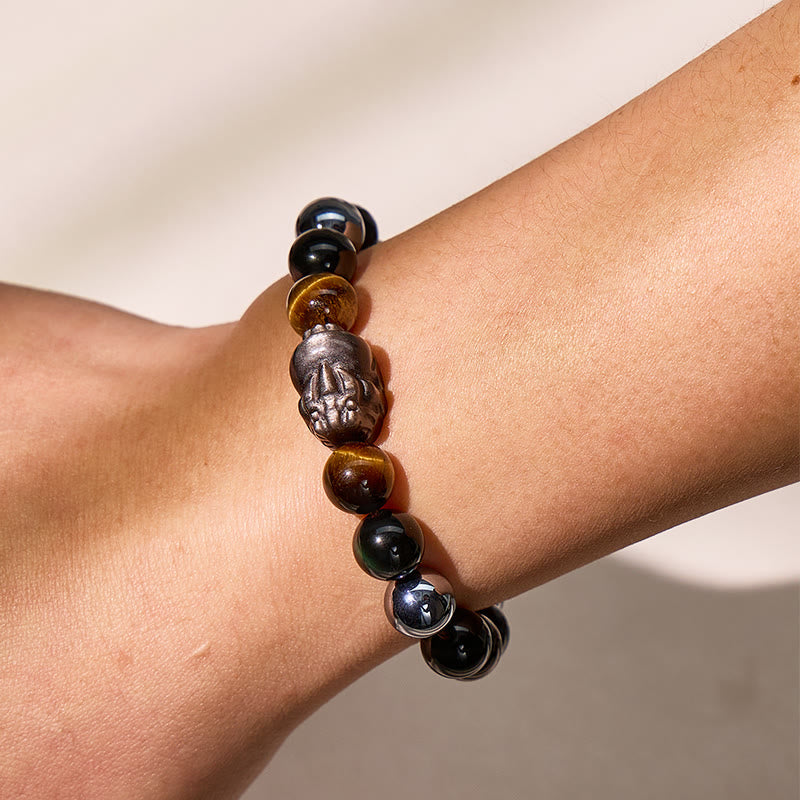 FuAttract Energy Balance Tiger Eye Terahertz Obsidian Pixiu Wealth Bracelet - image 6