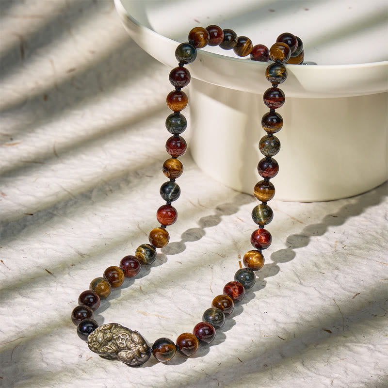 FuAttract Wealth Protection Multi-Color Tiger Eye Pixiu Feng Shui Beaded Necklace - image 1