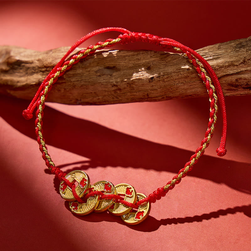 FuAttract Prosperity & Protective Energy Charm Lucky Red String Coin Bracelet - Bracelet - image 0