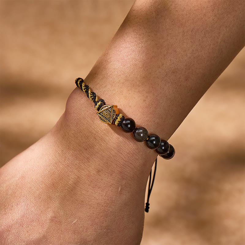 FuAttract Protection & Clarity Silver Obsidian Beaded Bracelet with All-Seeing Eye Charm - image 3