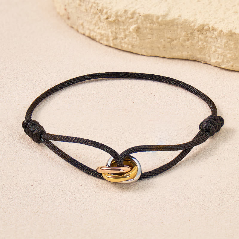 FuAttract Balanced Harmony Bracelet – Tri-Color Ring Woven Charm - Black - image 9