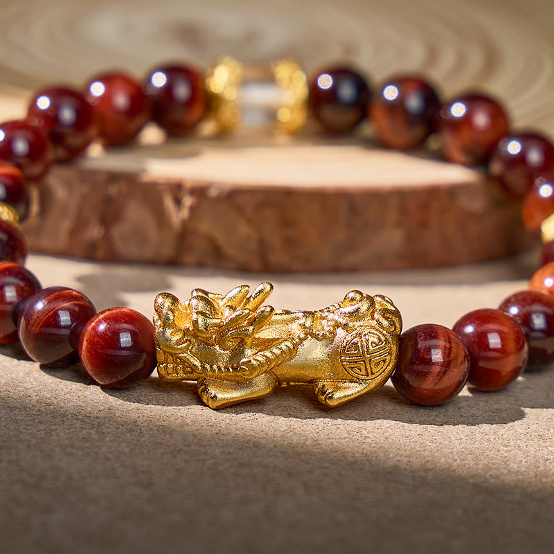 FuAttract Balanced Protection – Red Tiger's Eye & White Crystal Pixiu Bracelet - image 3