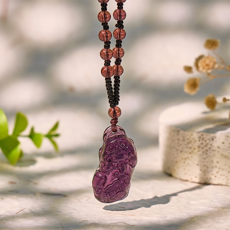 FuAttract Amethyst Guardian – Pixiu Pendant Cord Necklace - Pixiu - image 0