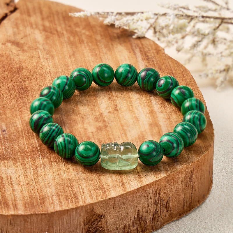 FuAttract Emotional Balance & Protective Energy Malachite Anxiety Green Fluorite Pixiu Bracelet - Malachite - image 0