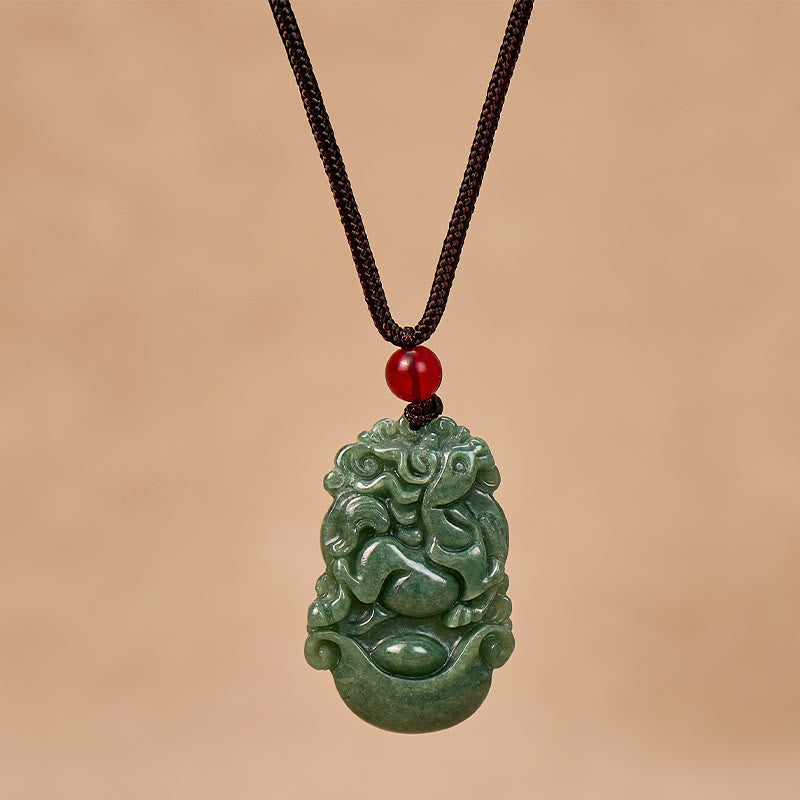 FuAttract Prosperity & Spiritual Harmony Chinese Zodiac Hand-Carved Jade Necklace - image 1