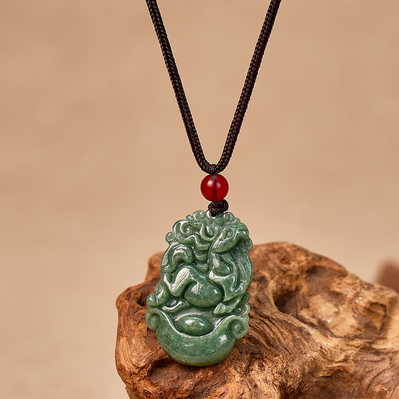 FuAttract Prosperity & Spiritual Harmony Chinese Zodiac Hand-Carved Jade Necklace - image 2