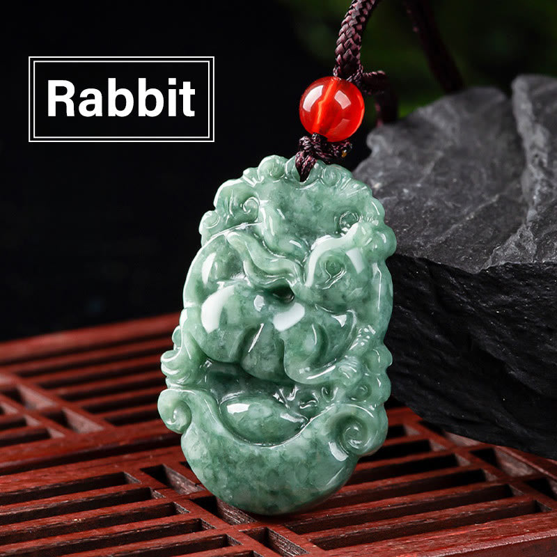 FuAttract Prosperity & Spiritual Harmony Chinese Zodiac Hand-Carved Jade Necklace - Rabbit - image 13