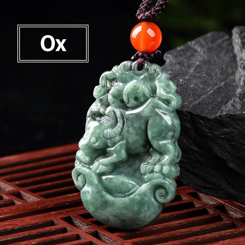 FuAttract Prosperity & Spiritual Harmony Chinese Zodiac Hand-Carved Jade Necklace - Ox - image 11