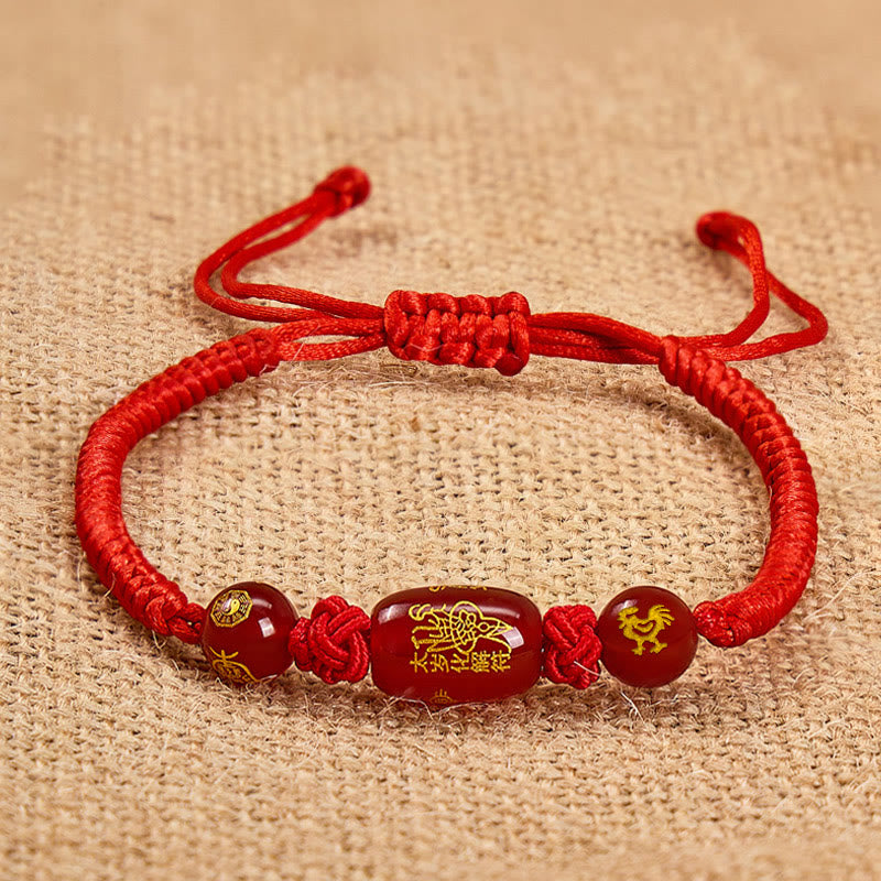 FuAttract Red Agate Chinese Zodiac Red String Braided Protection Bracelet - Red Agate Chinese Zodiac-Rooster - image 17