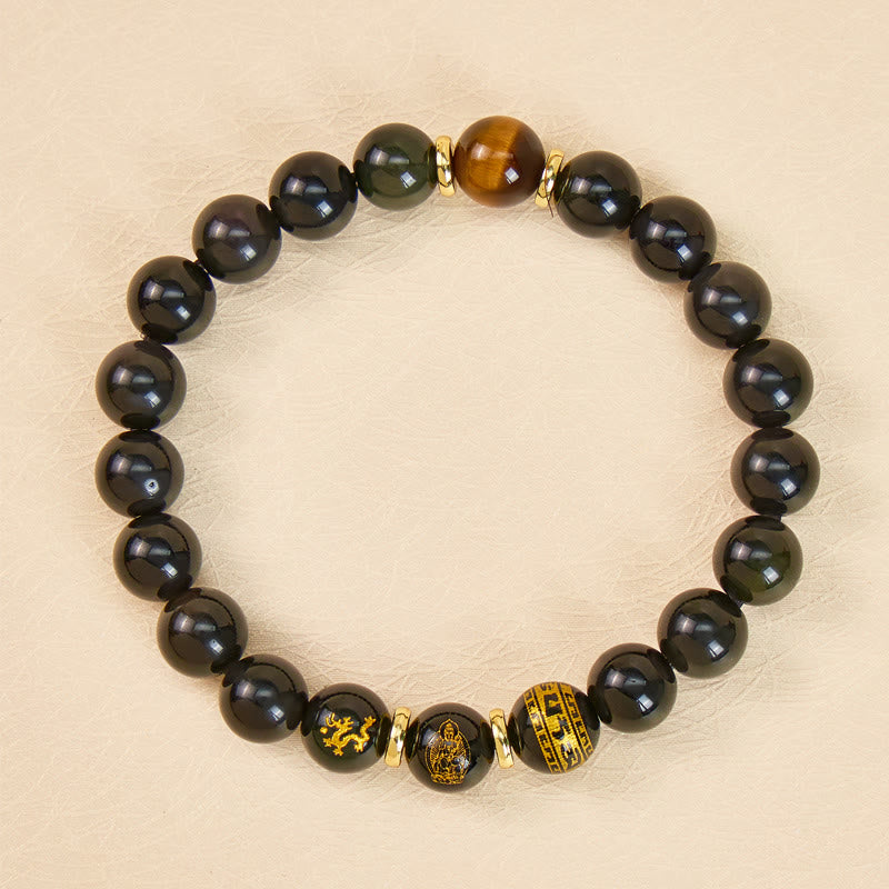 FuAttract Protective Energy Shield Rainbow Eye Obsidian Chinese Zodiac Beaded Bracelet - image 1