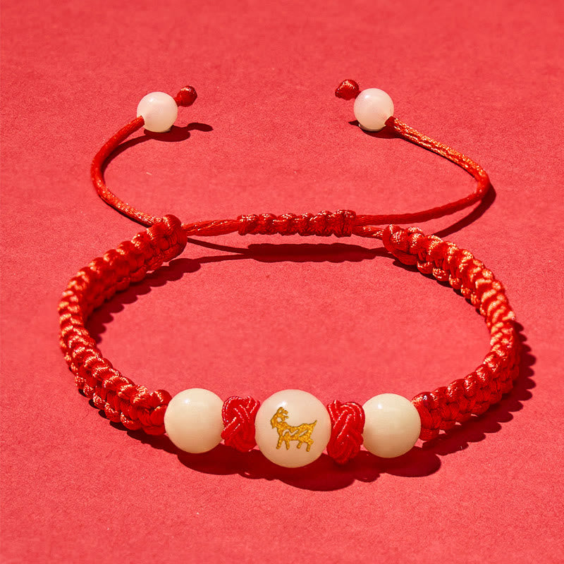 FuAttract Peace & Guidance Chinese Zodiac Red String Glow-in-the-Dark Bracelet - Goat - image 17
