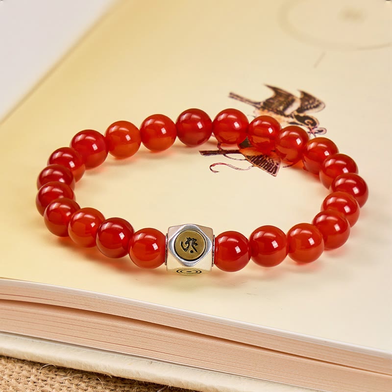 FuAttract Energy Protection & Vitality Boost Red Agate Chinese Zodiac Beaded Bracelet - Ox/Tiger - 8mm - image 0