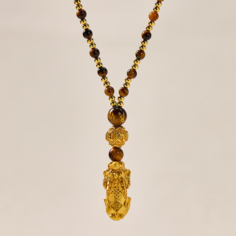 FuAttract Pixiu Obsidian Necklace for Strength, Success & Energy Shielding - Tiger's Eye - image 11