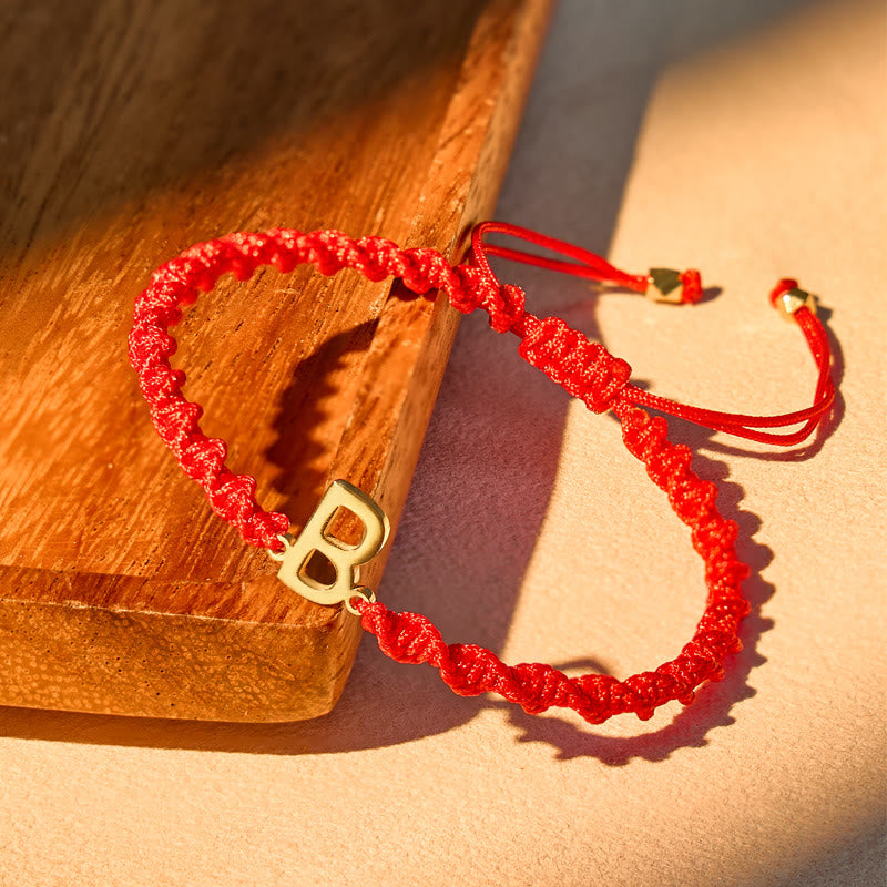 FuAttract Gold Initial Red Cord Bracelet – Your Letter, Your Power - image 2