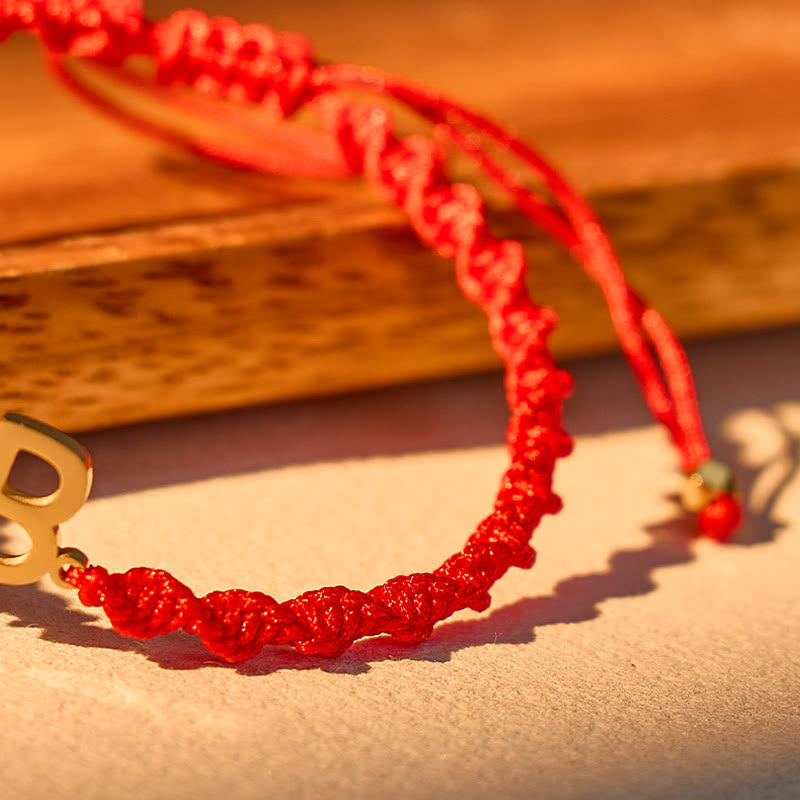 FuAttract Gold Initial Red Cord Bracelet – Your Letter, Your Power - image 5