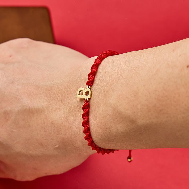 FuAttract Gold Initial Red Cord Bracelet – Your Letter, Your Power - image 6