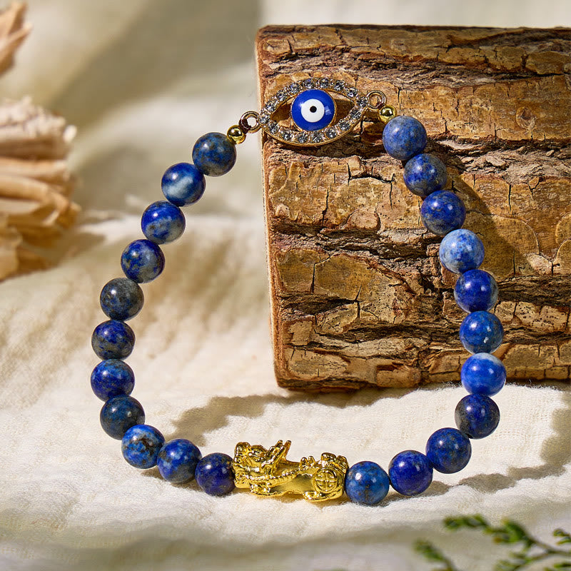 FuAttract Triple Guard Protection – Lapis Lazuli Pixiu Evil Eye Bracelet - image 2