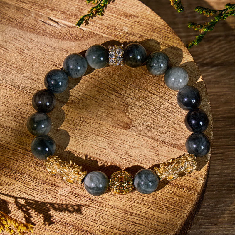 FuAttract Focused Protection – Hawk's Eye Stone Pixiu Bracelet - image 1