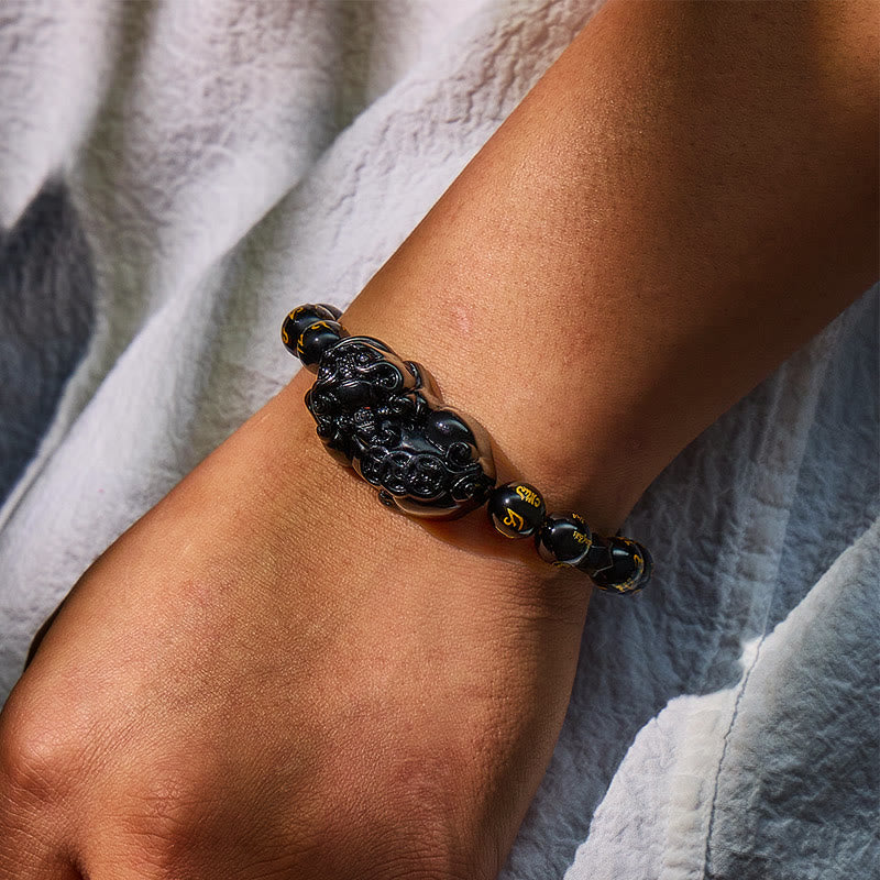 FuAttract Deep Protection – Black Obsidian Mantra Pixiu Bracelet - image 6