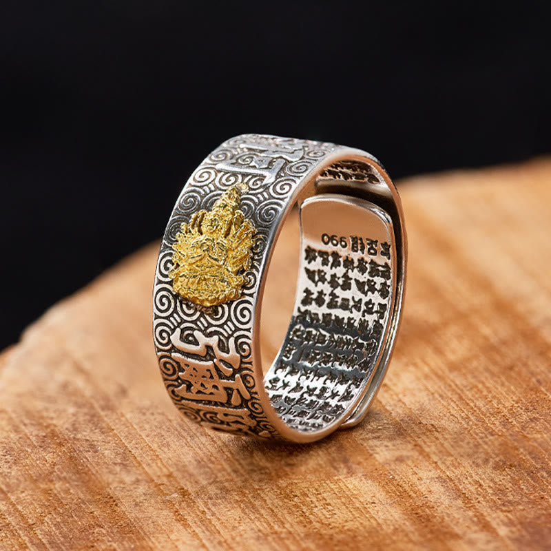 FuAttract Peace & Protection Mantra Chinese Zodiac Buddha Spiritual Amulet Ring - Thousand-armed Avalokitesvara-Rat - image 7