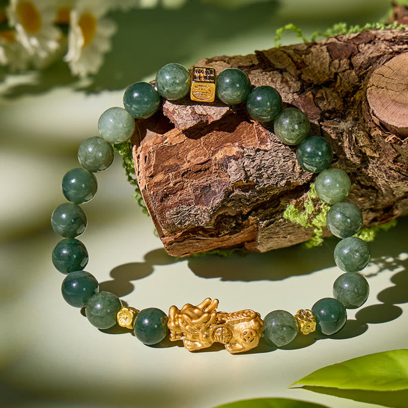 FuAttract Prosperity & Healing Jade Pixiu Golden Luck Charm Bracelet - image 4