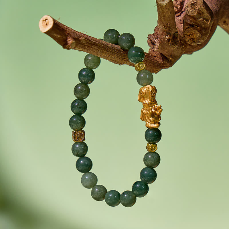 FuAttract Prosperity & Healing Jade Pixiu Golden Luck Charm Bracelet - image 2
