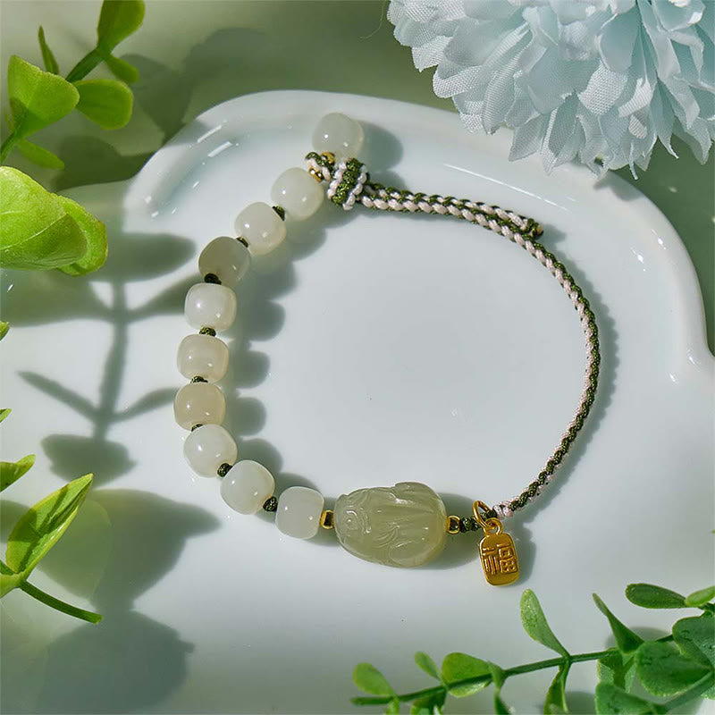 FuAttract Wealth & Peace Hetian Jade Bracelet Pixiu Luck Amulet with Fu Charm - image 2