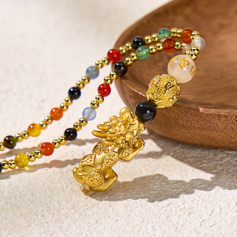 FuAttract Good Fortune & Success Rainbow Agate Bead Pixiu for Wealth Attraction Necklace - image 2