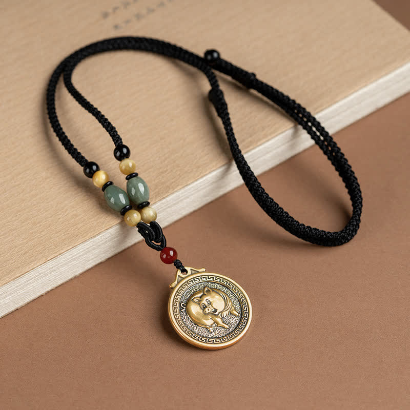 FuAttract Ancient Brass Chinese Zodiac Necklace with Jade for Protection, Longevity, and Success - Pig - image 24