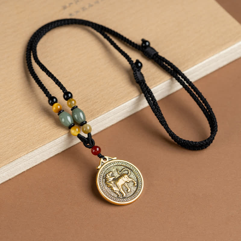 FuAttract Ancient Brass Chinese Zodiac Necklace with Jade for Protection, Longevity, and Success - Tiger - image 16