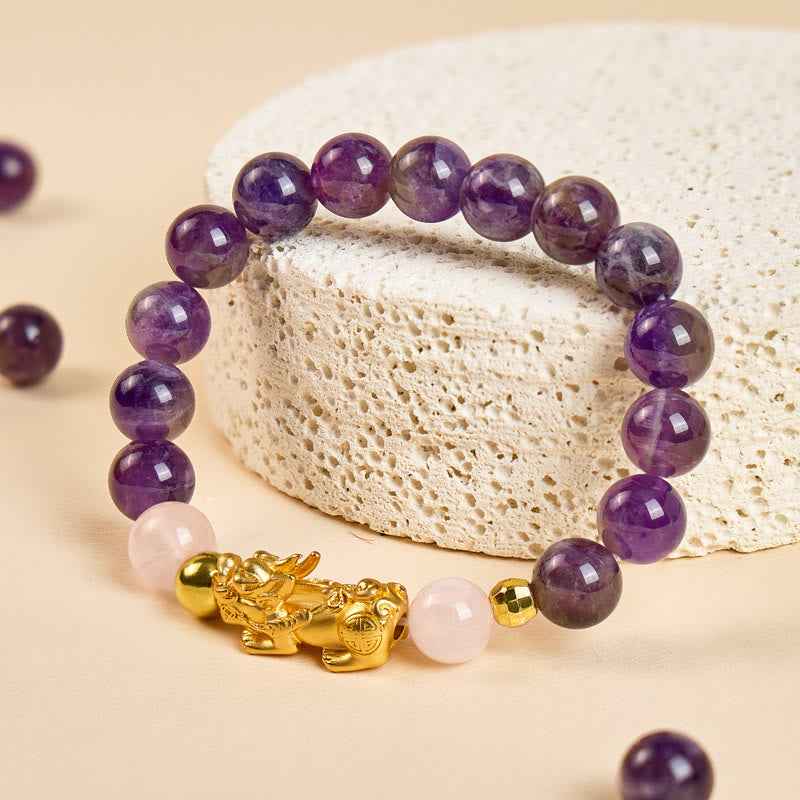 FuAttract Wealth & Fortune Flow – Amethyst Pixiu Prosperity Bracelet - image 1