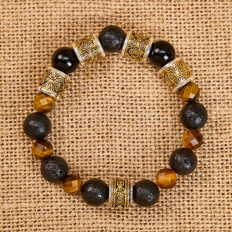 FuAttract Energy Shield – Tiger's Eye & Lava Stone Pixiu Bracelet - 10mm - image 0