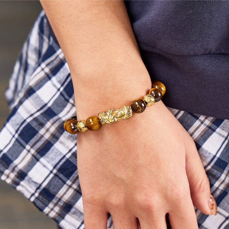 FuAttract Courage & Abundance Natural Tiger's Eye Feng Shui Pixiu Bracelet - image 3