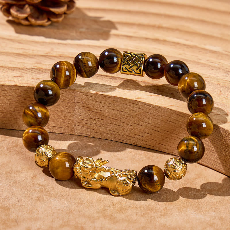 FuAttract Courage & Abundance Natural Tiger's Eye Feng Shui Pixiu Bracelet - image 1