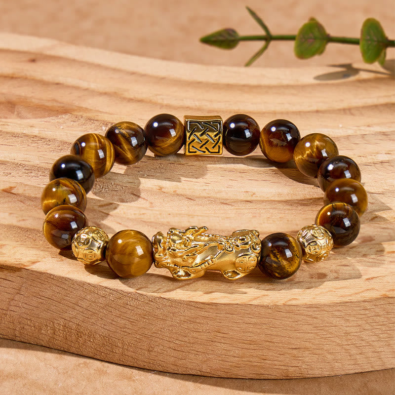 FuAttract Courage & Abundance Natural Tiger's Eye Feng Shui Pixiu Bracelet - 10mm - image 0