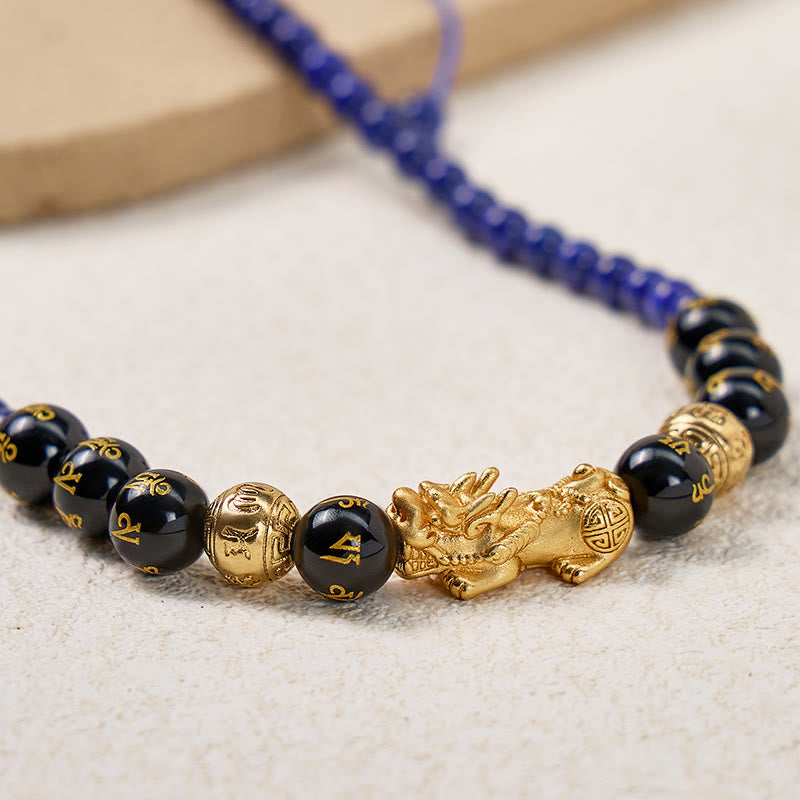 FuAttract Wisdom & Protection Feng Shui Pixiu Lapis Lazuli & Black Onyx Necklace - image 2