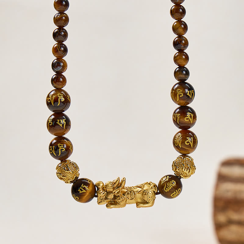 FuAttract Courage & Protection Tiger's Eye Feng Shui Necklace Pixiu Wealth Amulet - Pixiu - image 0