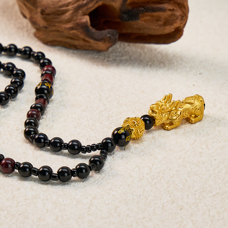 FuAttract Black Onyx Pixiu Attract Abundance and Shield Negative Energy Necklace - Pixiu - image 0
