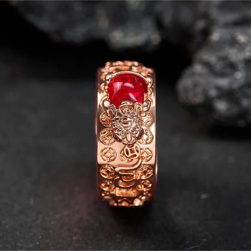 FuAttract Wealth & Vitality Garnet Red Pixiu Good Luck Amulet for Success Ring - image 7