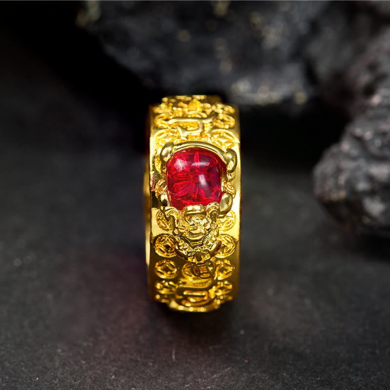 FuAttract Wealth & Vitality Garnet Red Pixiu Good Luck Amulet for Success Ring - image 1