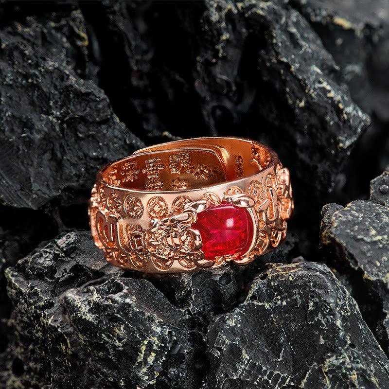 FuAttract Wealth & Vitality Garnet Red Pixiu Good Luck Amulet for Success Ring - image 9
