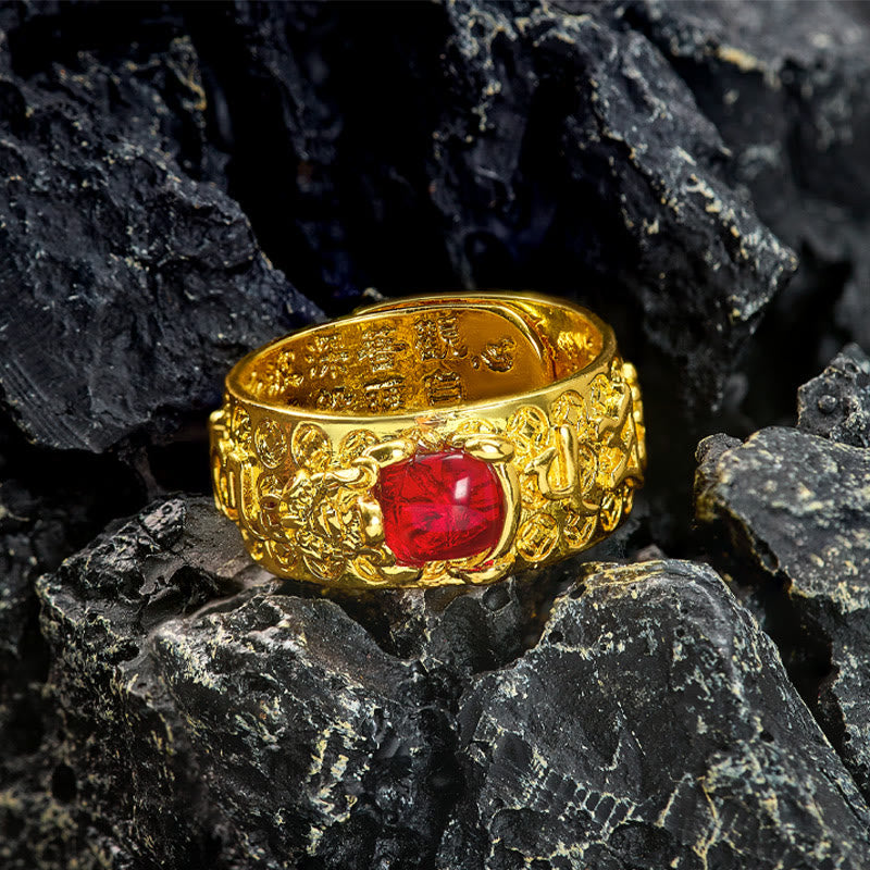 FuAttract Wealth & Vitality Garnet Red Pixiu Good Luck Amulet for Success Ring - image 4