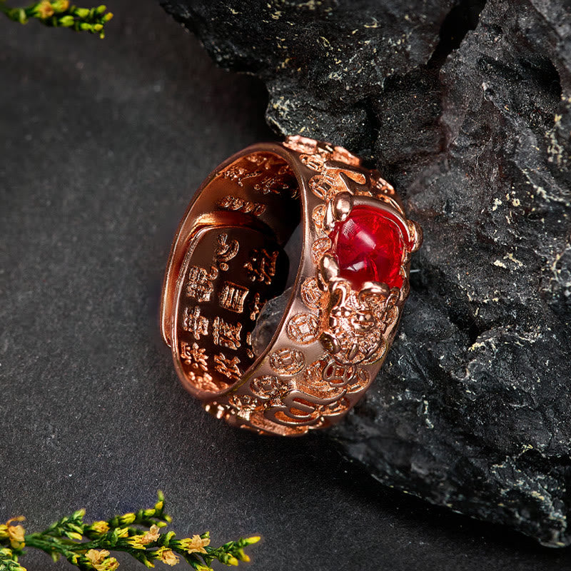 FuAttract Wealth & Vitality Garnet Red Pixiu Good Luck Amulet for Success Ring - image 8