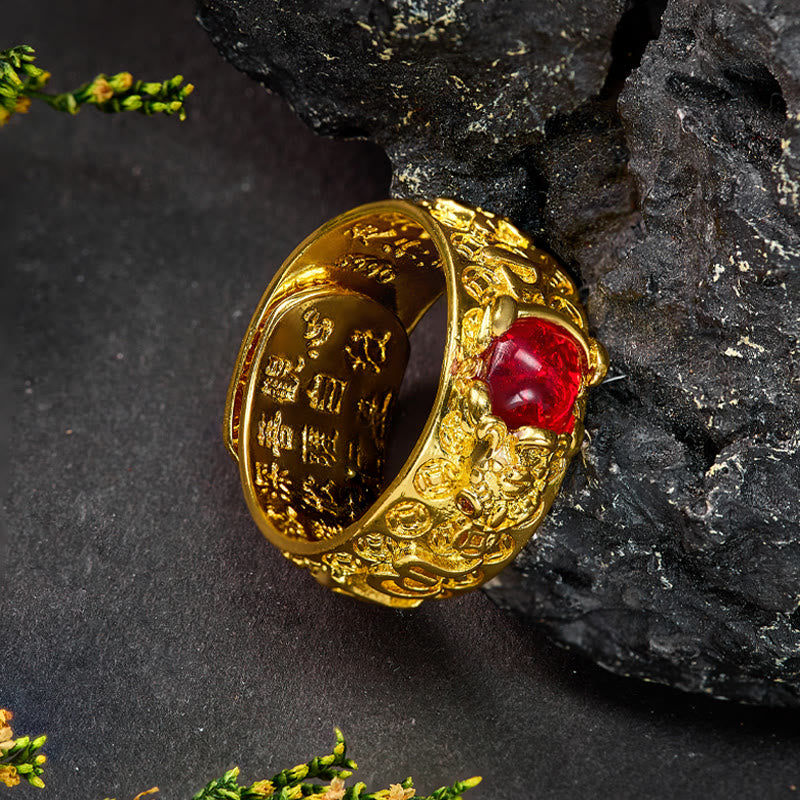 FuAttract Wealth & Vitality Garnet Red Pixiu Good Luck Amulet for Success Ring - image 2