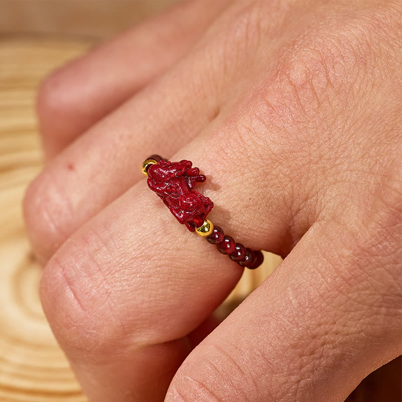 FuAttract Protection & Vitality Cinnabar Garnet Healing Stone Pixiu Bracelet - image 4