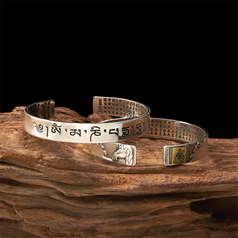 FuAttract Protection & Good Luck Chinese Zodiac Engraved Mantra Cuff Bracelet - image 0